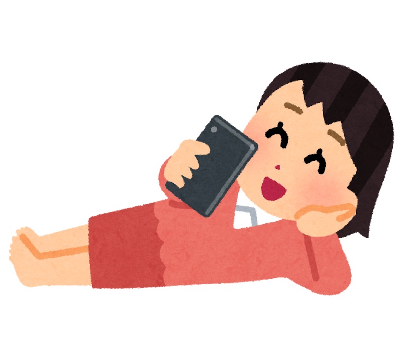 寝ながらスマホをいじる人